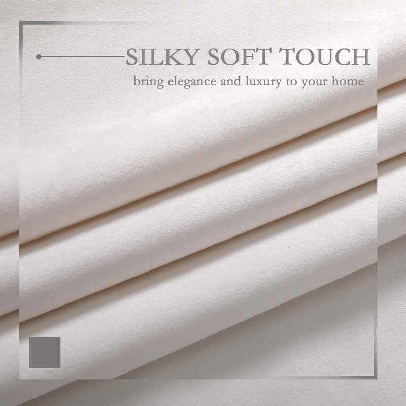 SPXTEX Cream White Velvet Curtains - 63 Inch Long, Soft, Insulated, Light Filtering, Grommet Top, Set of 2 Panels - Image 3